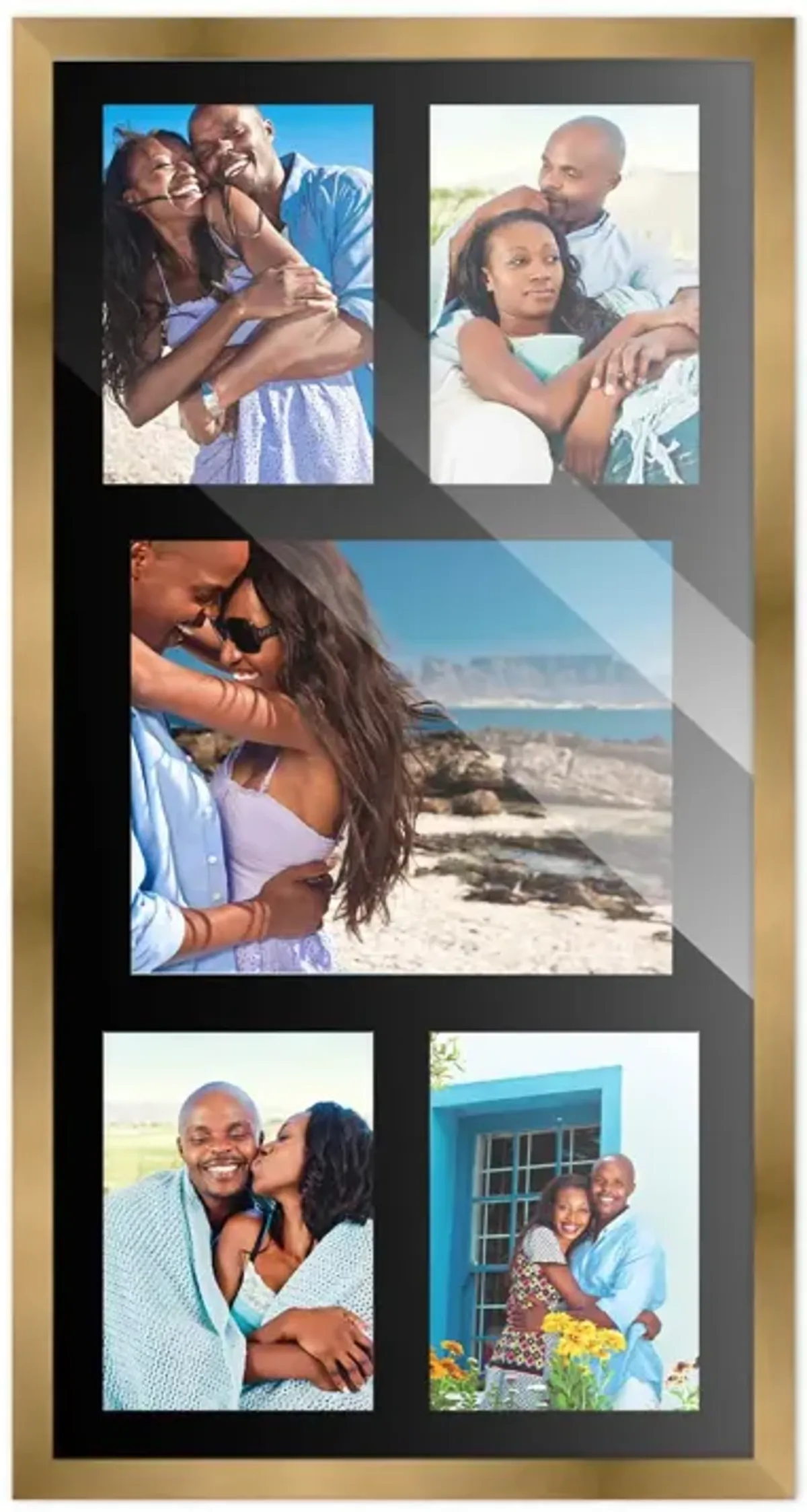 12x24.5 Wood Collage Frame with a Black Mat for 8x10 & 5x7 Pictures
