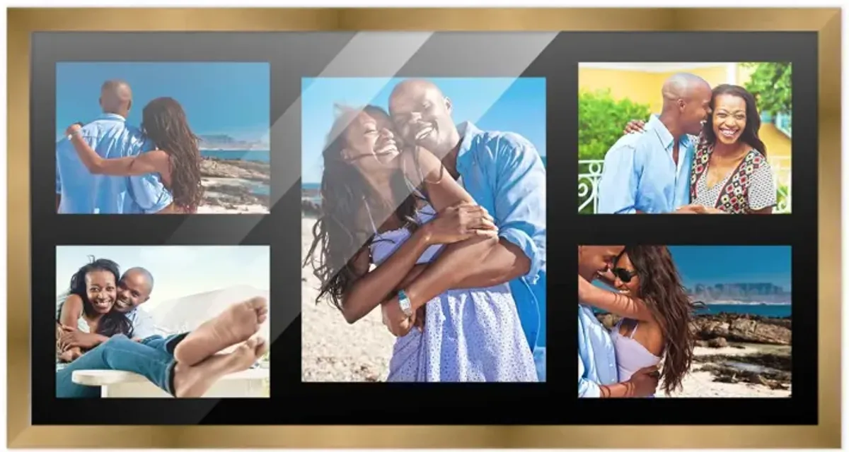 12x24.5 Wood Collage Frame with a Black Mat for 8x10 & 5x7 Pictures
