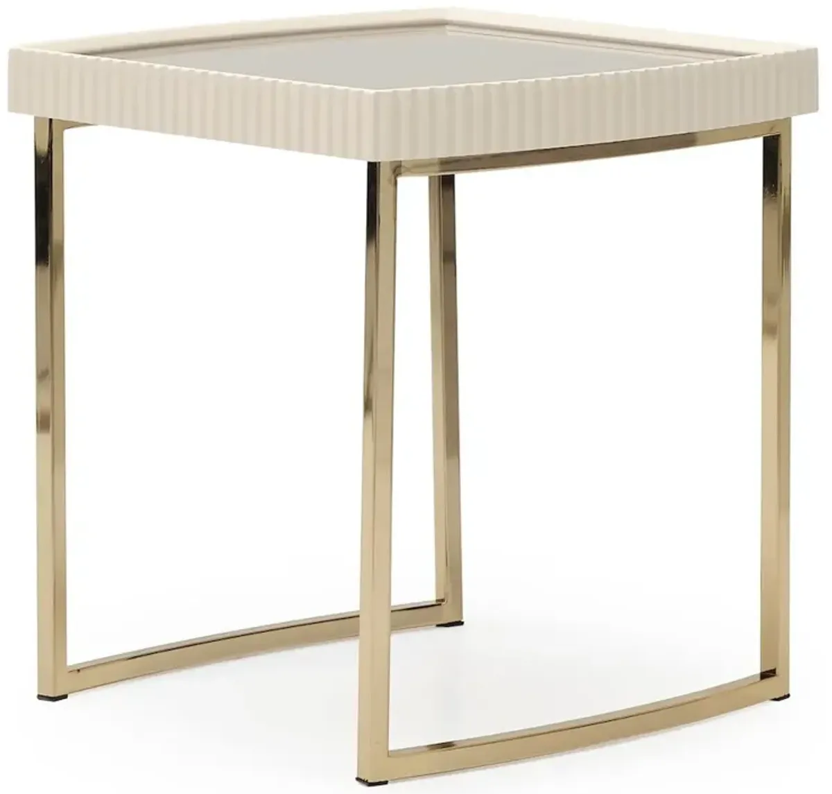 Michael Amini Lisbon Side Table - Silken Matte Cream