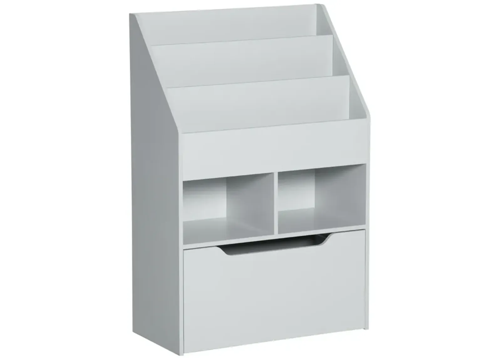 Gray Kids' Organizer: Bookcase with Shelves, Bins and Drawer