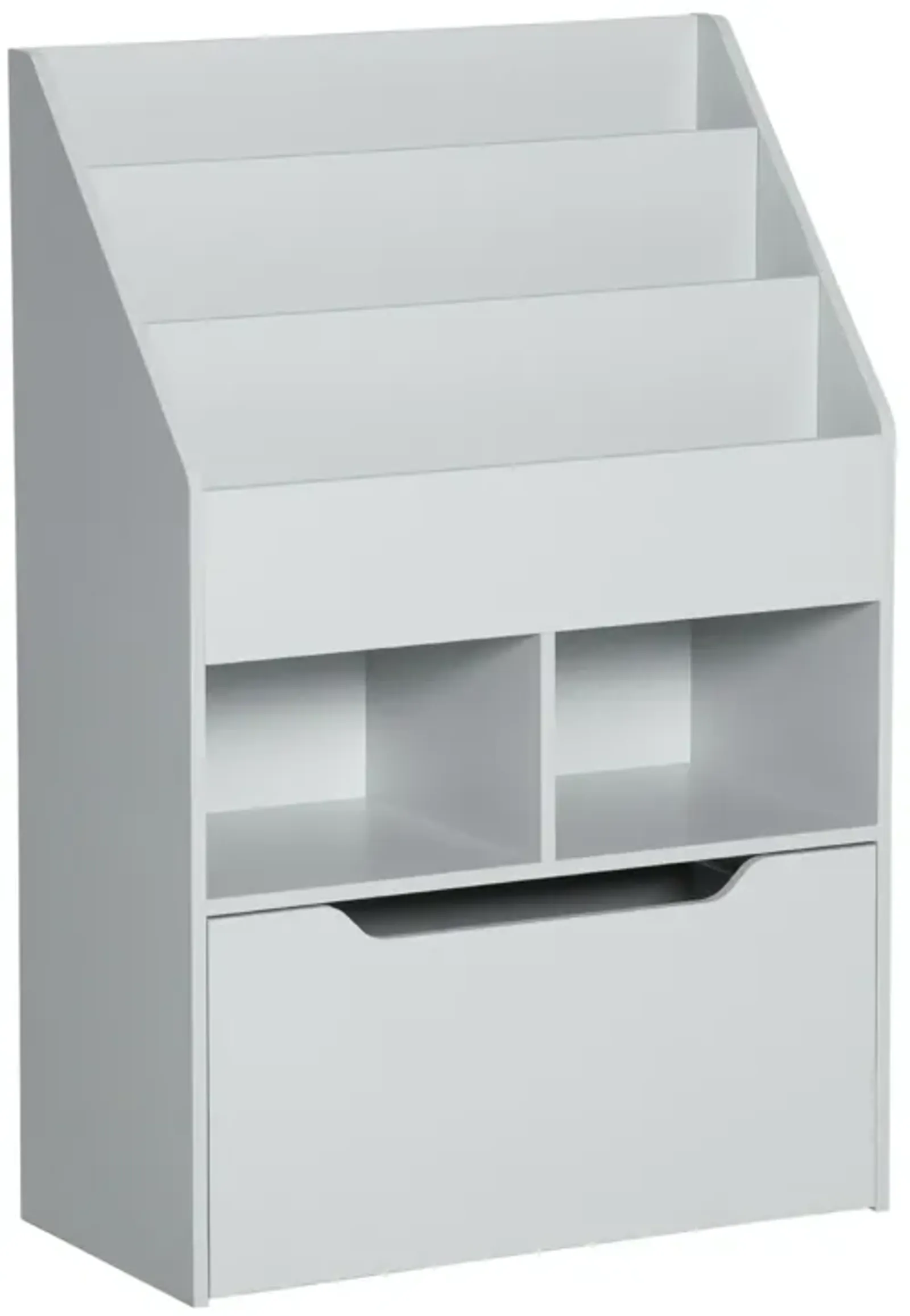 Gray Kids' Organizer: Bookcase with Shelves, Bins and Drawer