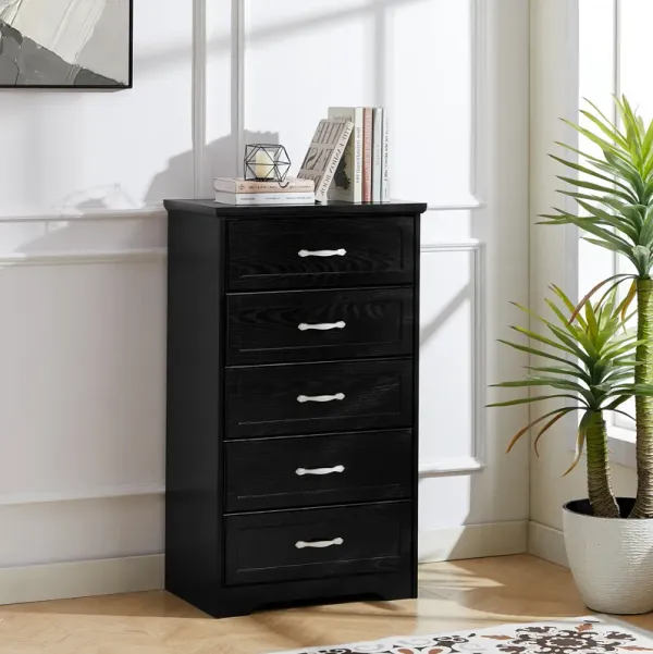 Streamdale 5 Tier Bedroom Dresser - Black, 25.2鈥矻 X 15.8鈥砏 X 43.5鈥矵