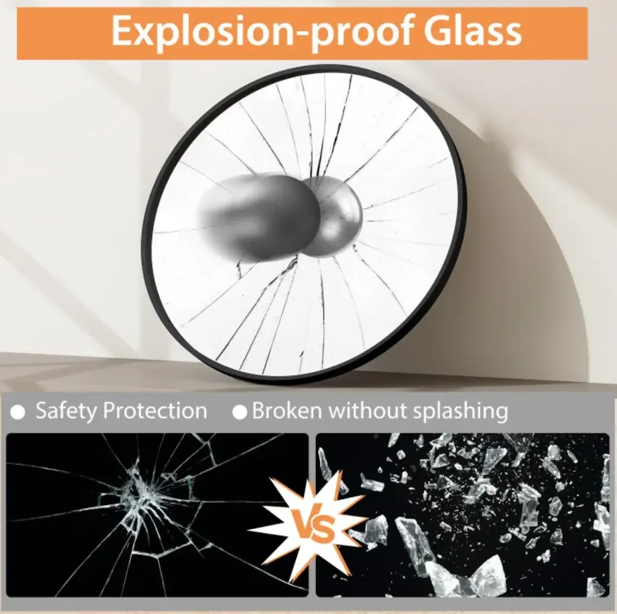 Hivvago 24" Black Circle Bathroom Mirror with Explosion-proof Film