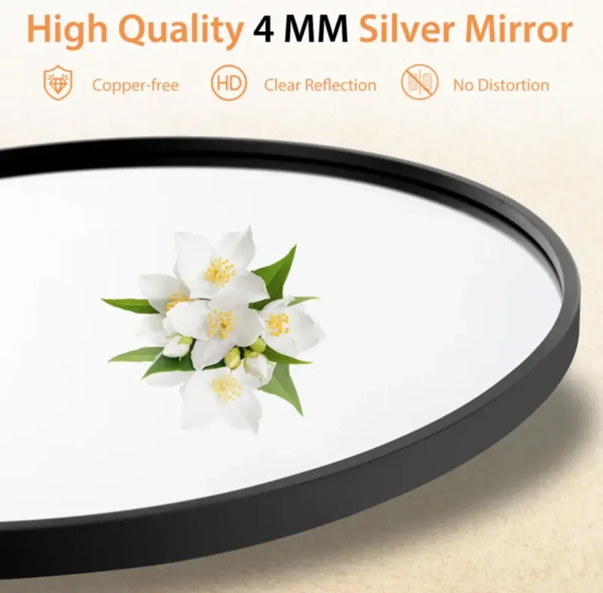 Hivvago 24" Black Circle Bathroom Mirror with Explosion-proof Film