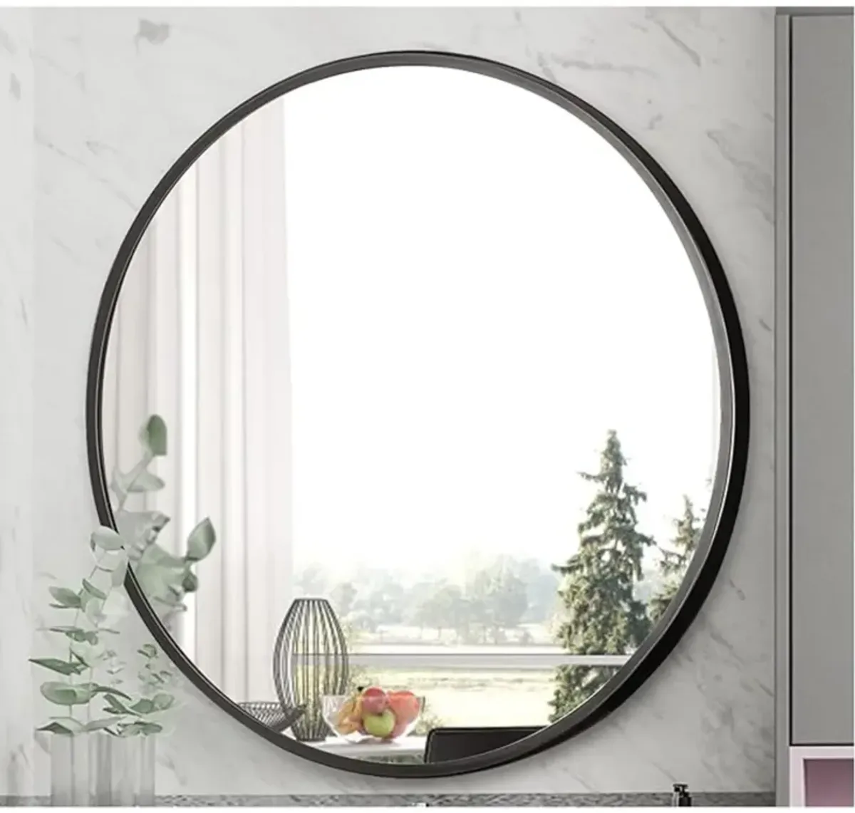 Hivvago 24" Black Circle Bathroom Mirror with Explosion-proof Film