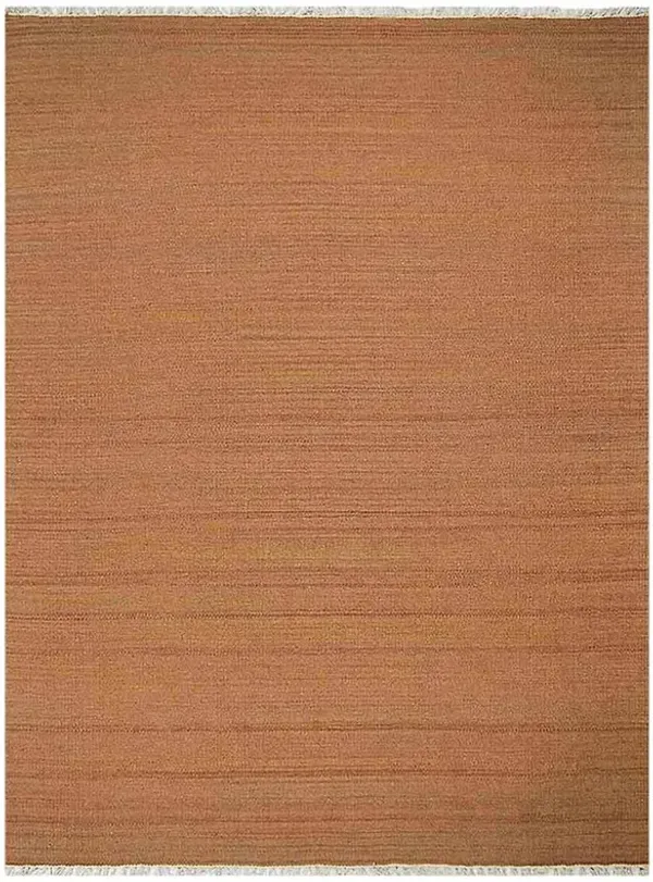 RUGSOTIC CARPETS HAND WOVEN FLAT WEAVE KILIM WOOL ECO-FRIENDLY AREA RUGS  - 3'x5', Rectangle Shape, Orange Color, Solid Plain Design, Low Pile  Handmade Rugs for Living Room, Bed Room (D00111)