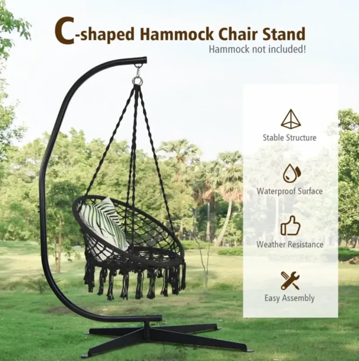 Hivvago Solid Steel C Hammock Frame Stand