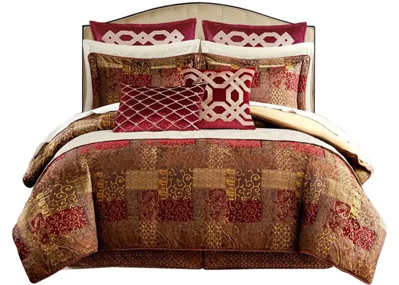 Gracie Mills Lange 4-Piece Patchwork Chenille Jaquard Comforter Set