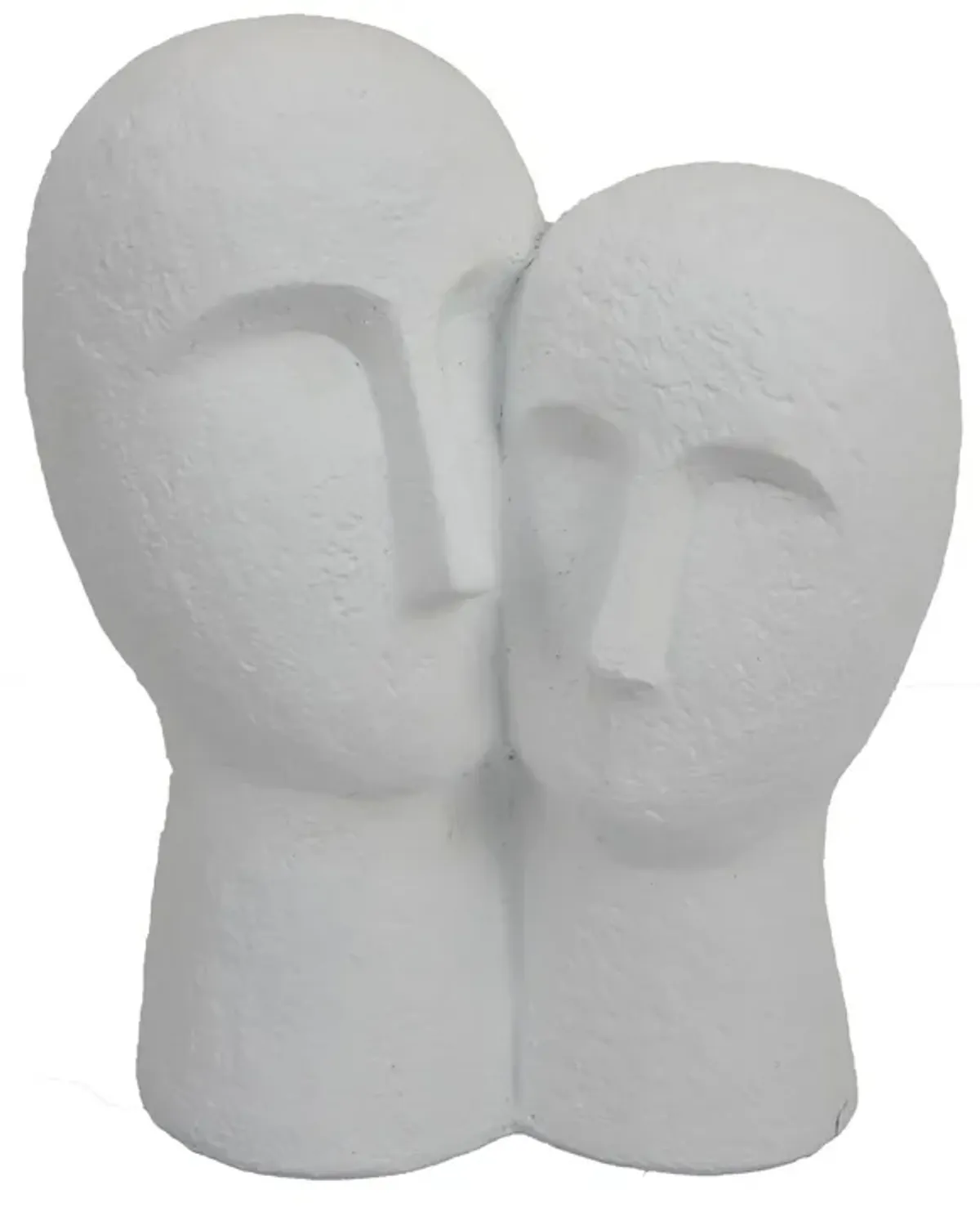 Kenny Outdoor Double Head Sculpture, White Finished Resin, 12 Inch - Benzara