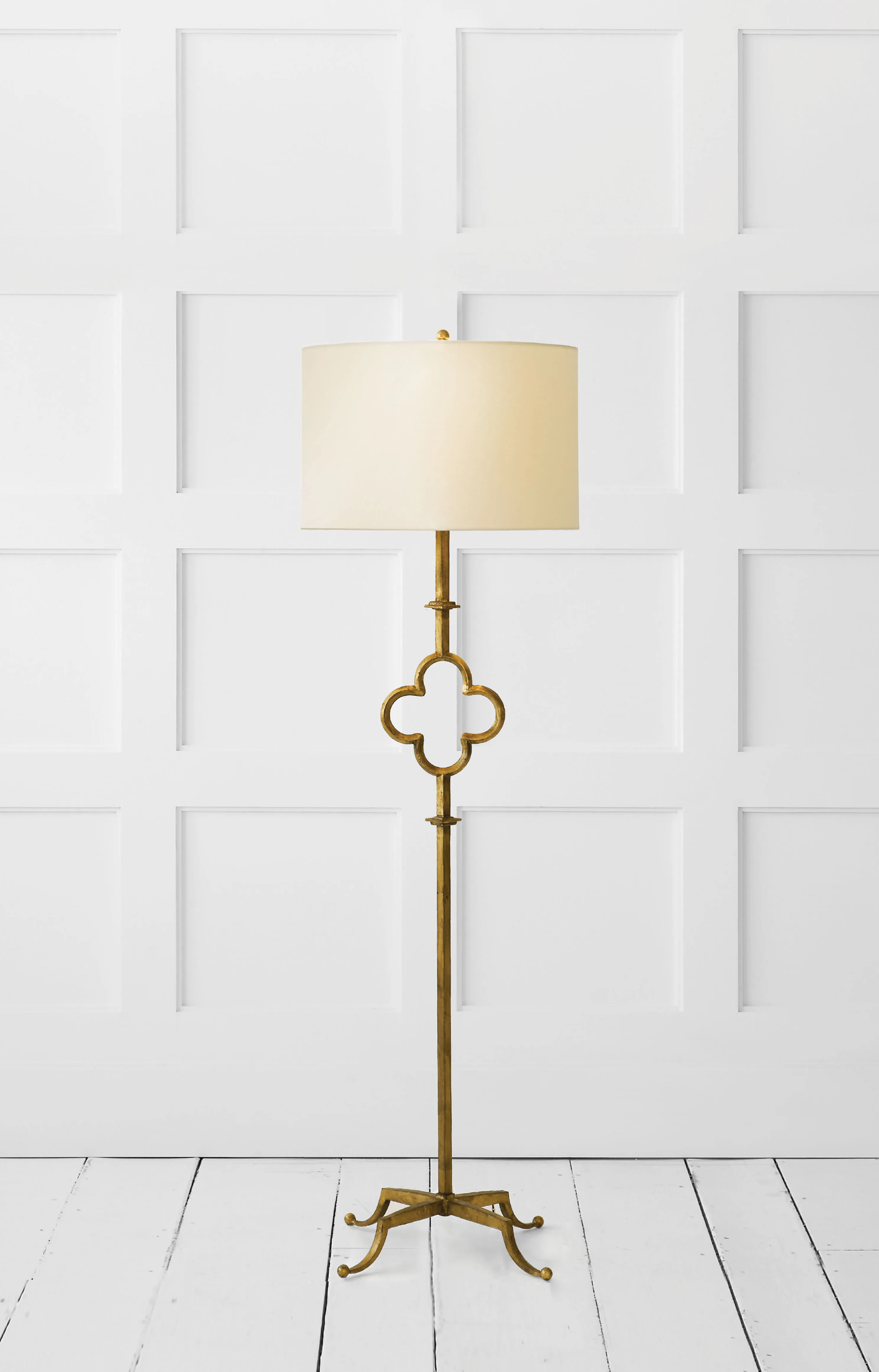 Quatrefoil Floor Lamp in Gilded Iron