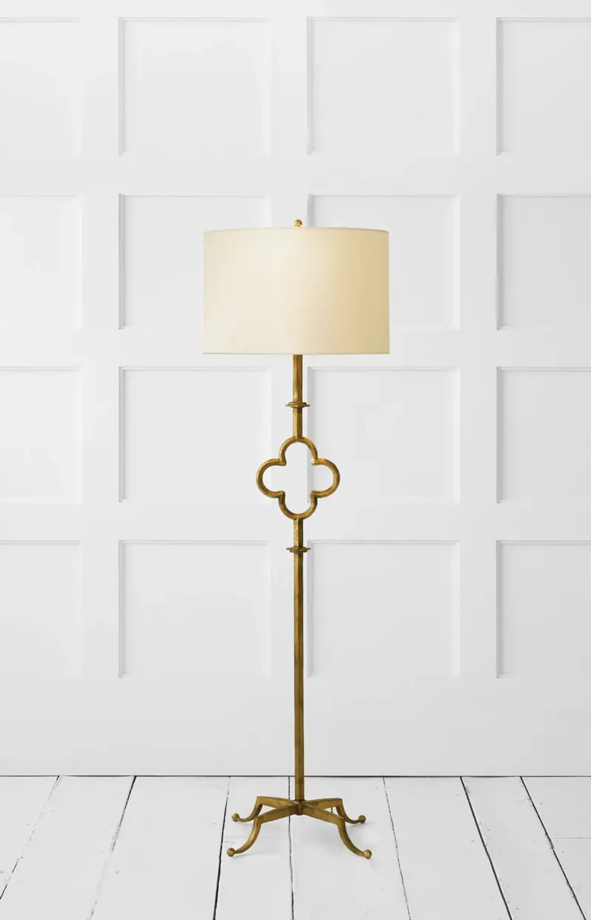 Quatrefoil Floor Lamp in Gilded Iron