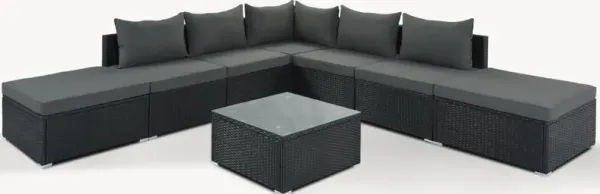 Whisen 8-Pieces Outdoor Patio Furniture Sets, Garden Conversation Wicker Sofa Set