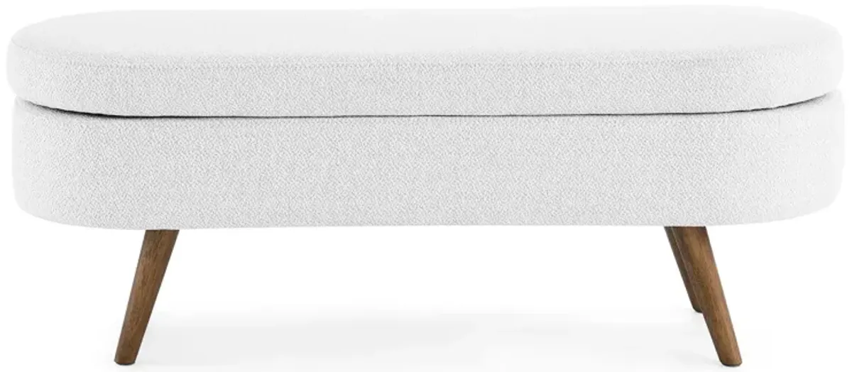 Hivvago Oval Shaped Ottoman Linen Storage Bench with Wooden Legs