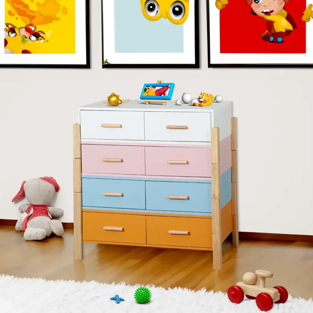 The colorful free combination cabinet DRESSER CABINET BAR CABINET, storge cabinet, lockers,Solid woodhandle, can be placed in the living room, bedroom, dining room color White, blue orange Pink