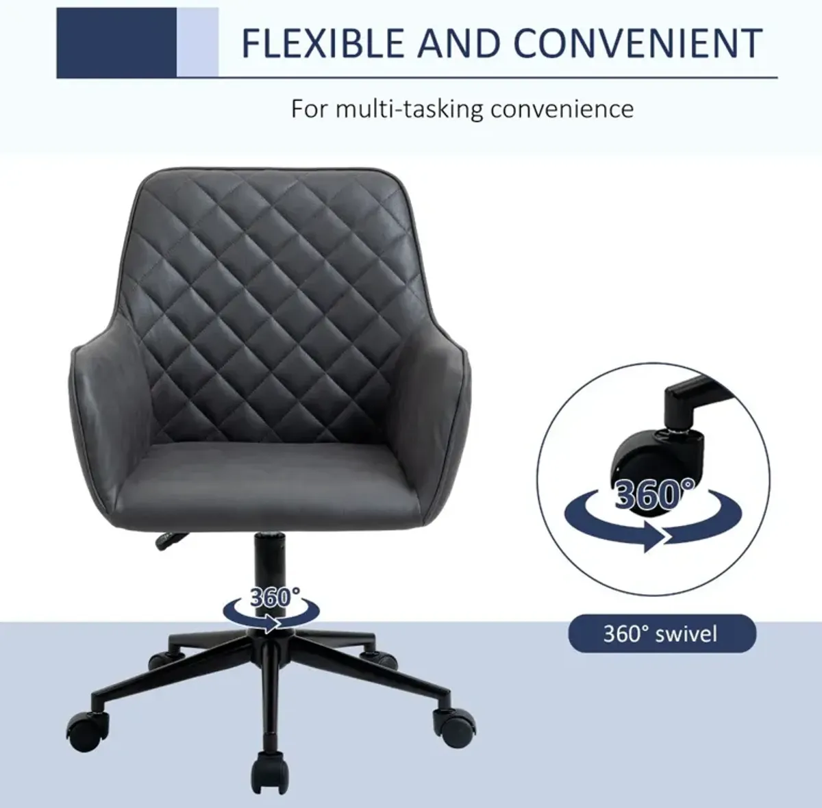 Dark Grey Task Chair: Office Chair with Diamond Design and Padded Arms