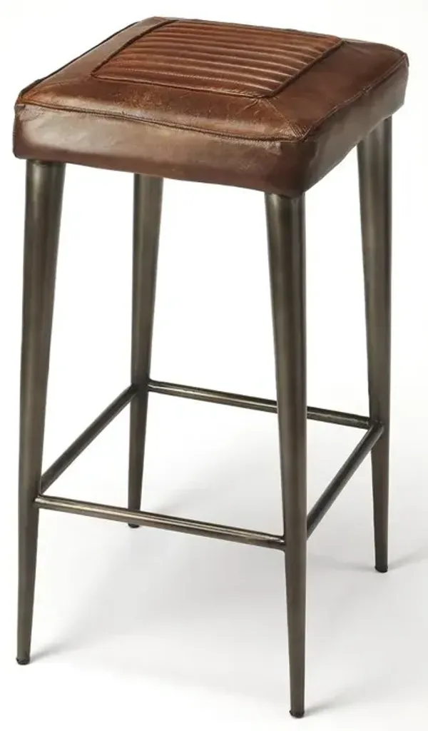 Butler Specialty Company Maxwell Leather 32 Bar Stool, Dark Brown