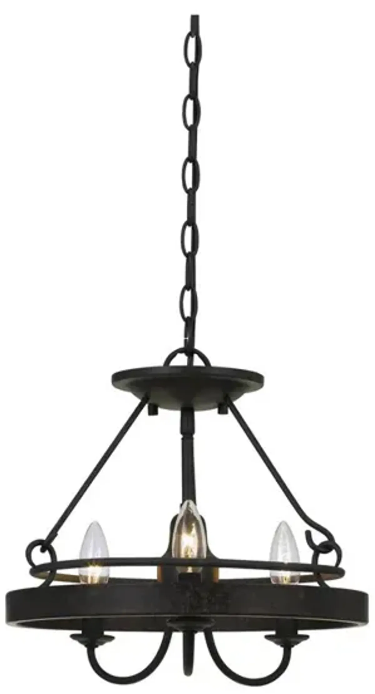 60 X 3 Watt Metal Frame Pendant with Hardwired Switch, Textured Gray - Benzara