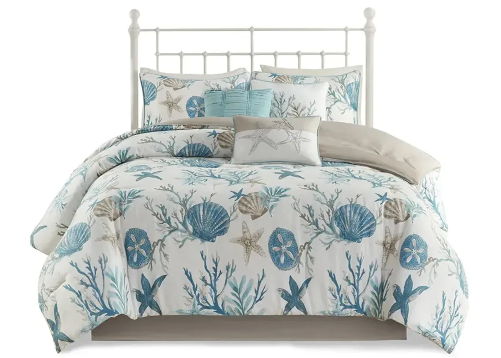 Gracie Mills Koreen 7-Piece Coastal Dreams Cotton Sateen Comforter Set