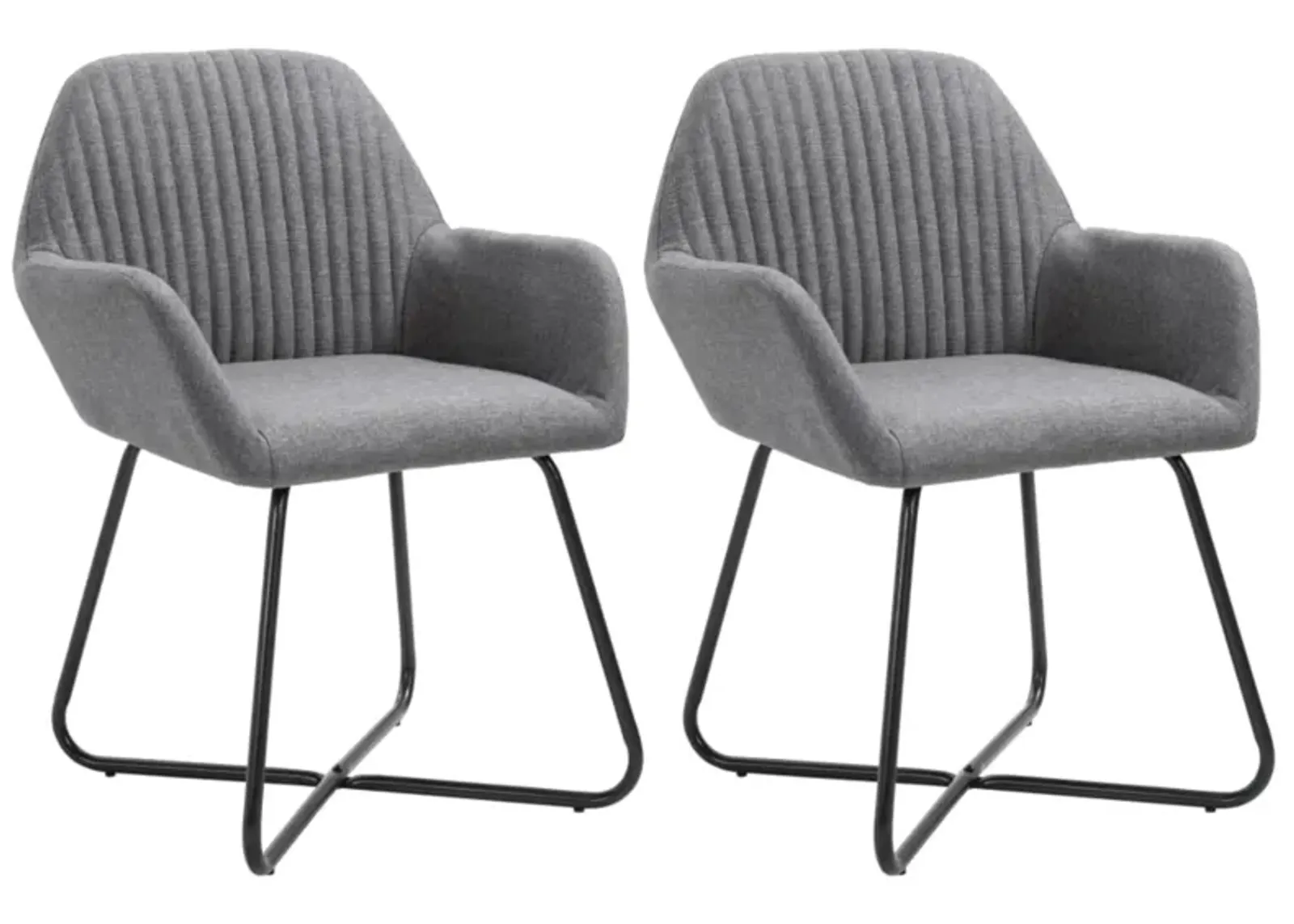 vidaXL Dining Chairs 2 pcs Dark Gray Fabric