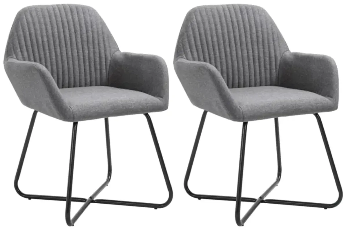 vidaXL Dining Chairs 2 pcs Dark Gray Fabric