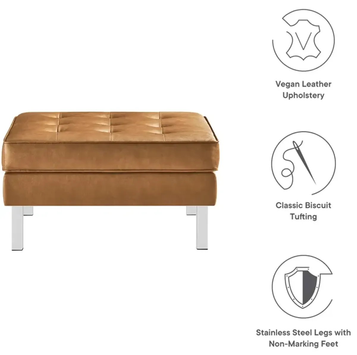 Loft Tufted Vegan Leather Ottoman