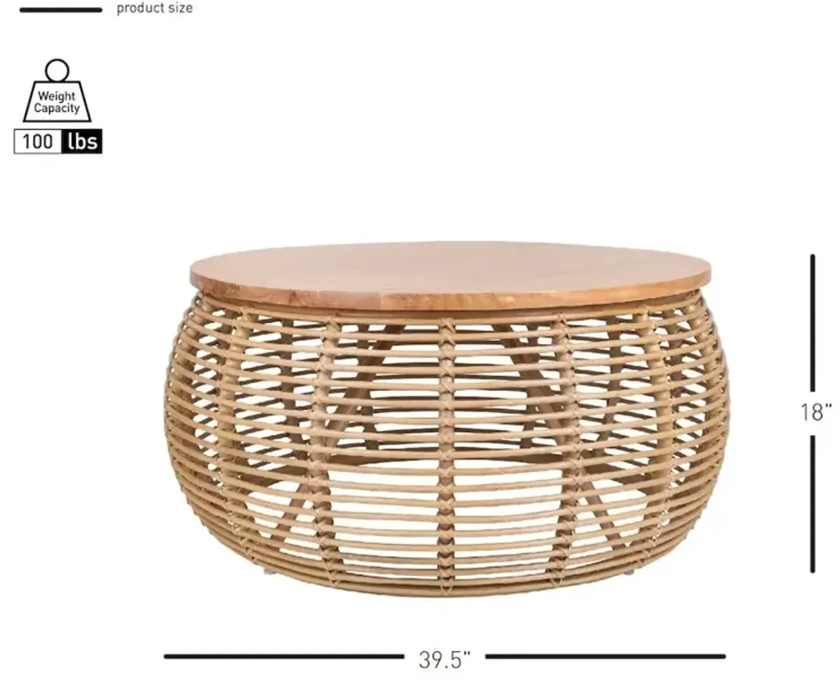 New Pacific Direct Iris Rattan Round Coffee Table