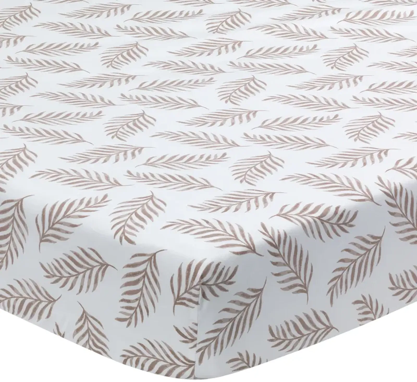 Lambs & Ivy Signature Taupe Leaves Print Organic Cotton Fitted Crib Sheet