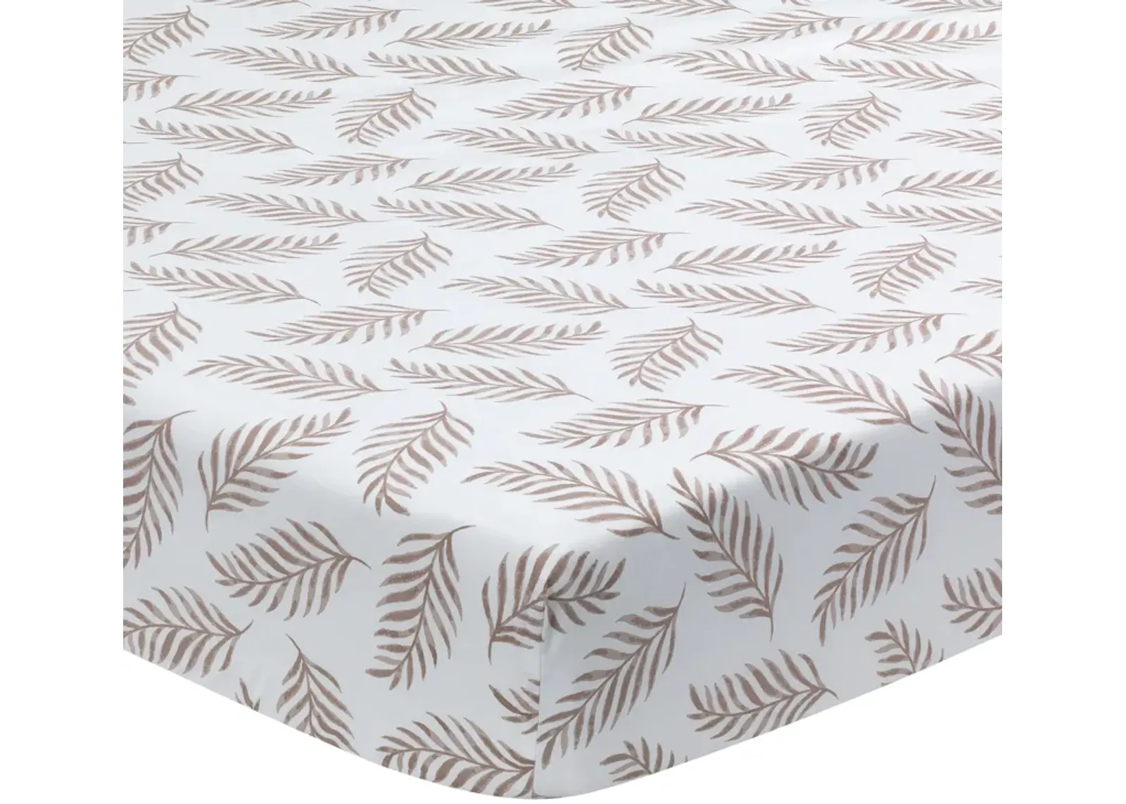 Lambs & Ivy Signature Taupe Leaves Print Organic Cotton Fitted Crib Sheet