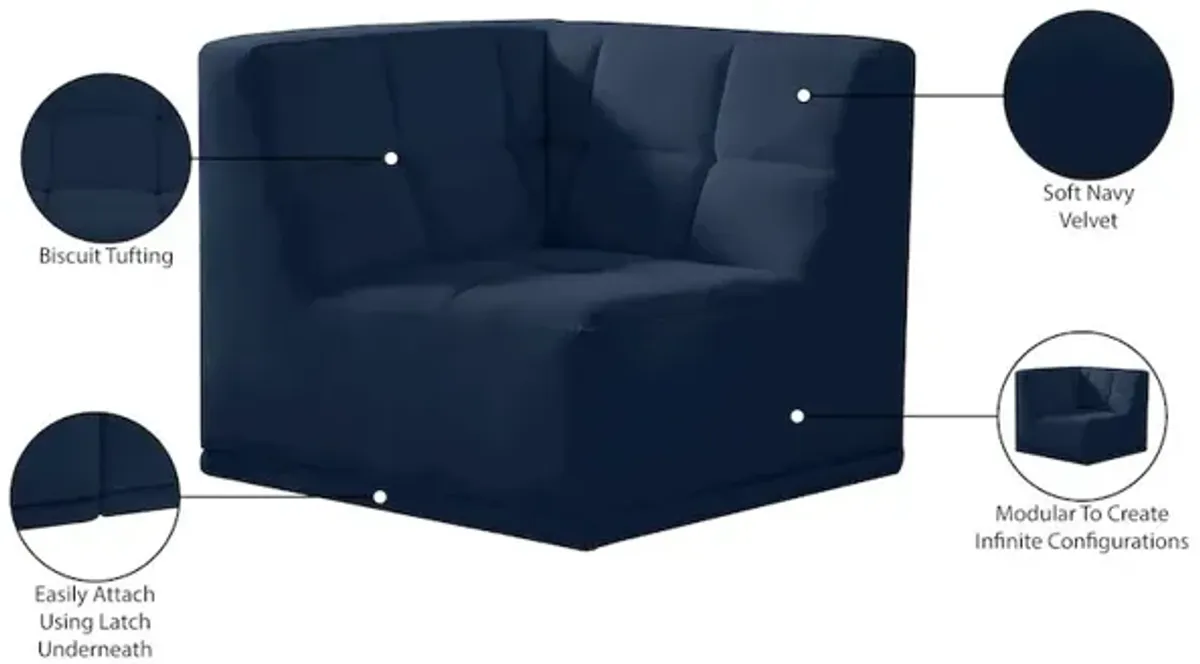 Meridian Furniture Relax Navy Velvet Corner Chair