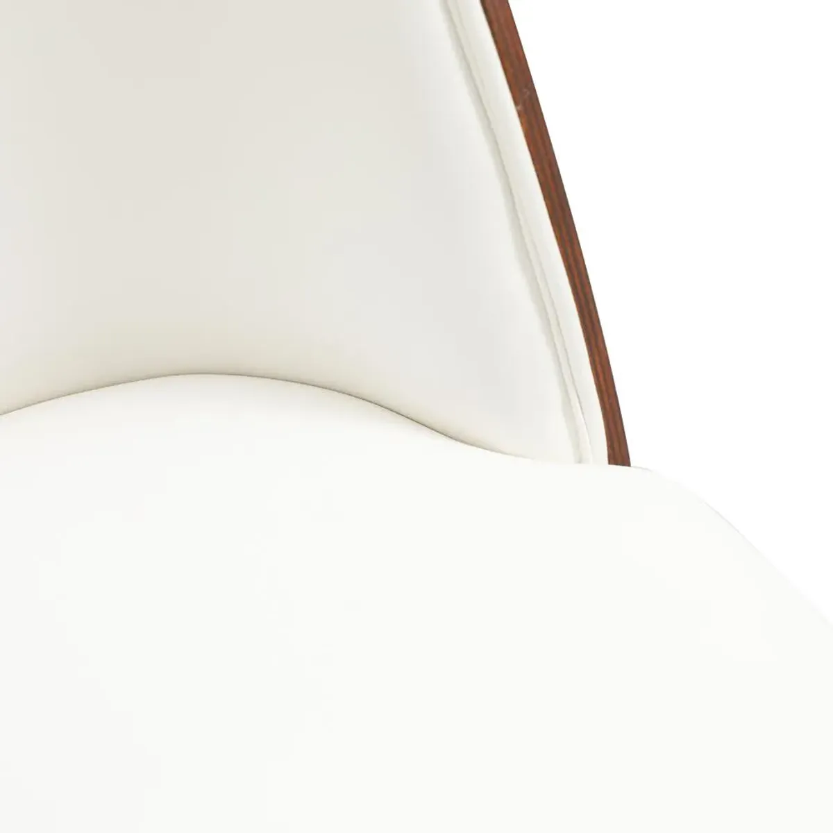 LeisureMod Dining Side Chair with Leather Seat and White Powder-Coated Steel Frame