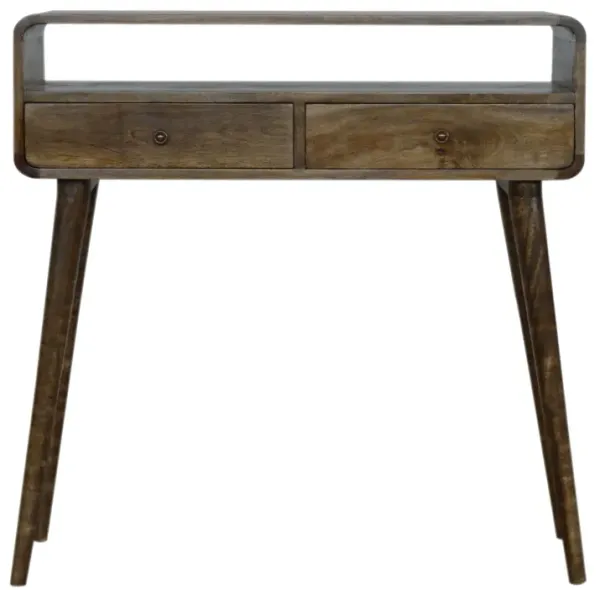 Artisan Furniture Solid Wood Curved Grey-wash Console Table
