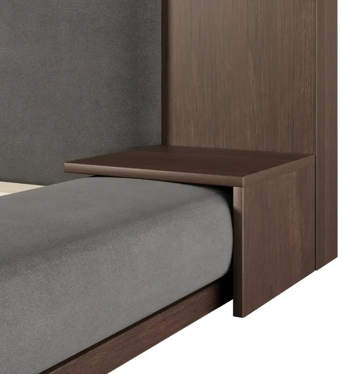 Merax Floor Upholstered Platform Bed with Extended Headboard