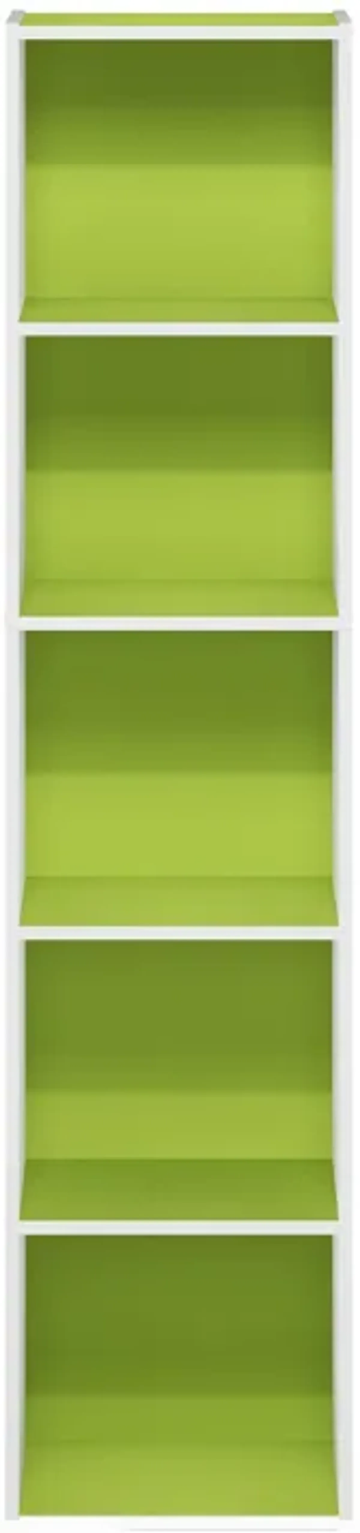 Furinno Luder Bookcase / Book / Storage, 5-Tier Cube, Green/White