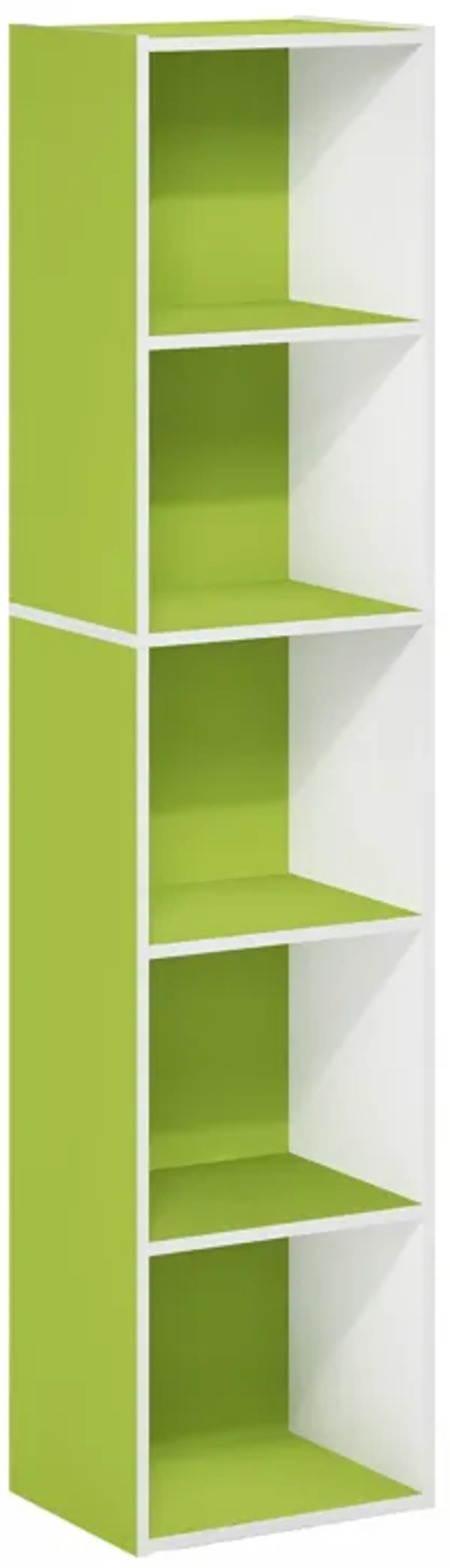 Furinno Luder Bookcase / Book / Storage, 5-Tier Cube, Green/White