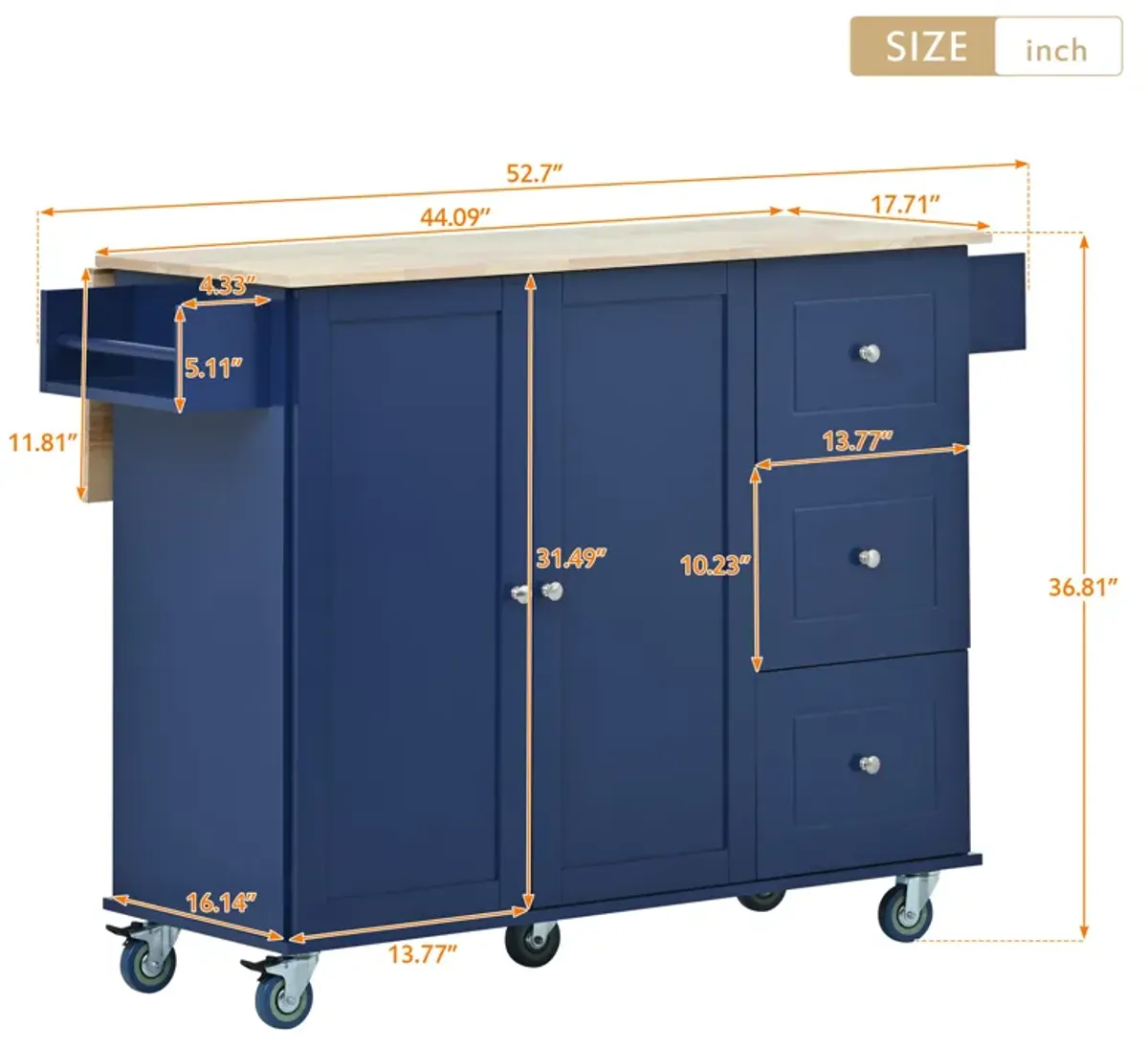 Merax Rolling Mobile Kitchen Island