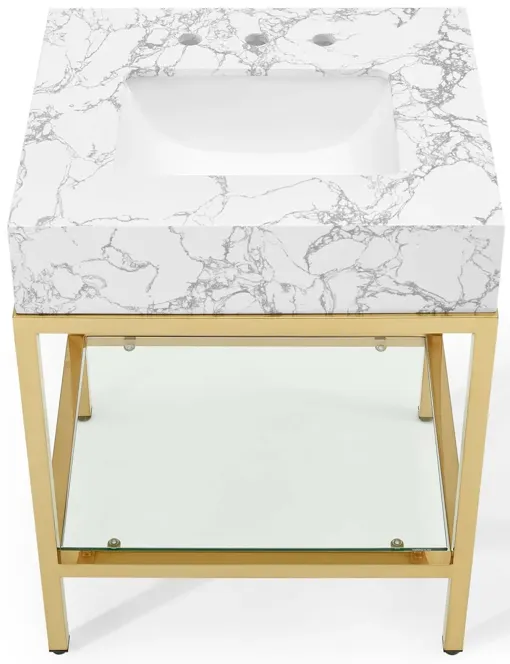 Kingsley 26" Gold Stainless Steel Bathroom Vanity