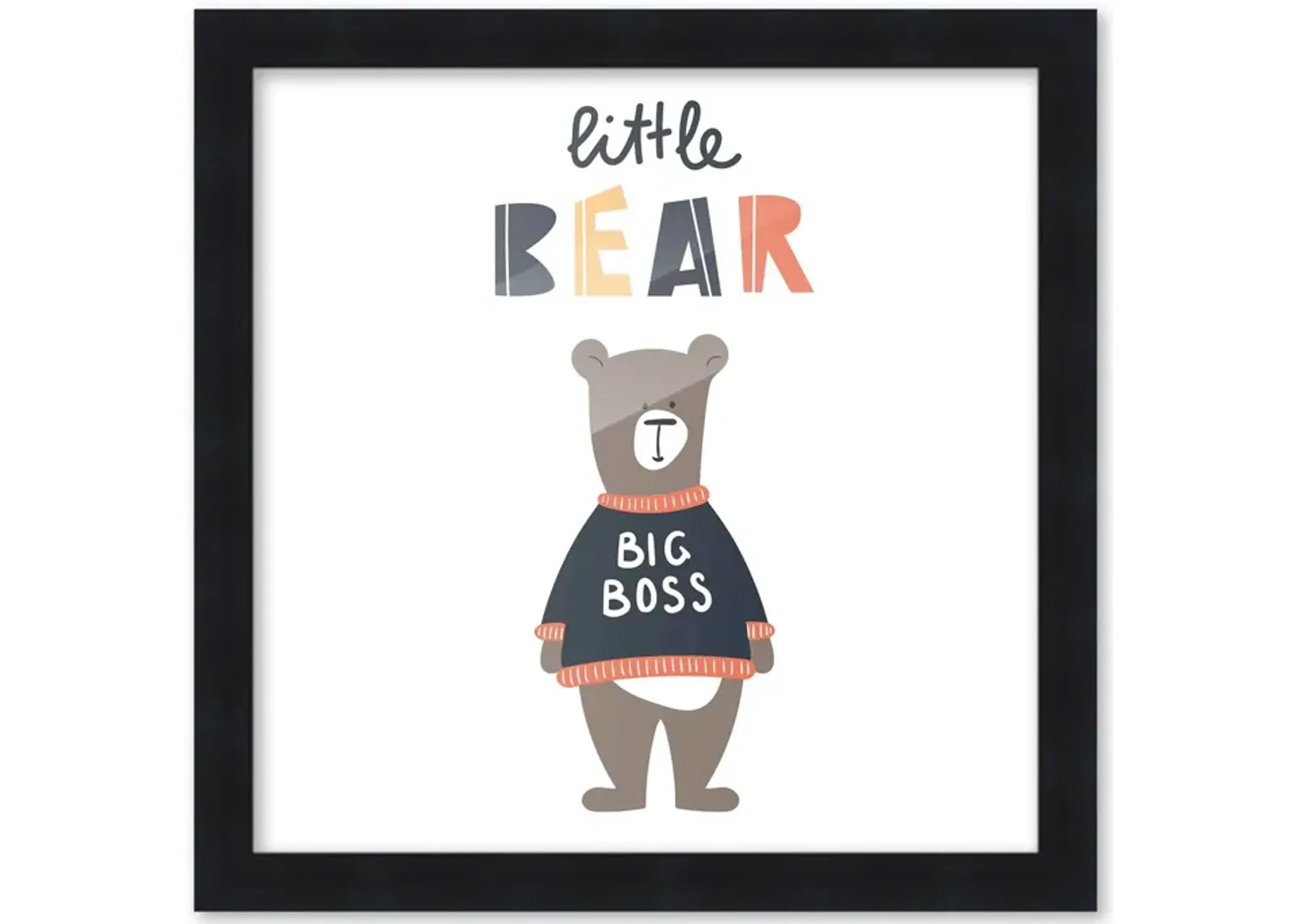 10x10 Framed Nursery Wall Art Be Kind Little Bear Poster in Black Wood Frames For Kid Bedroom or Playroom