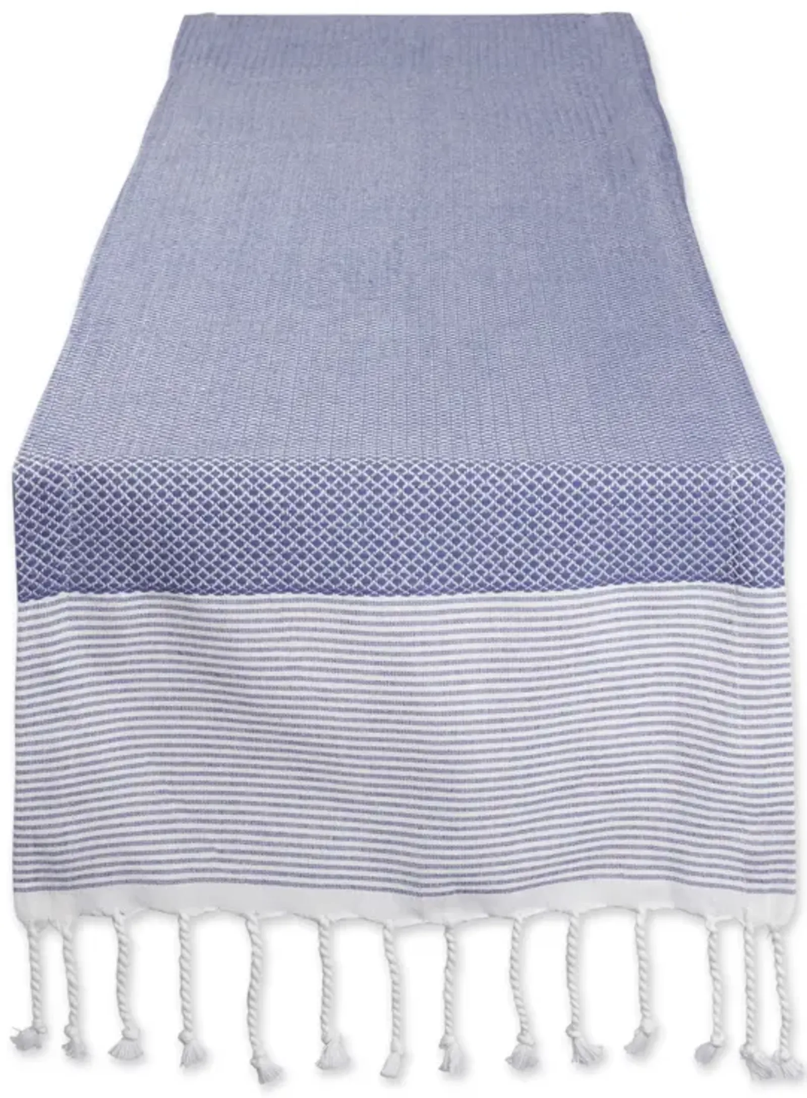 15" x 108" French Blue and White Bordered Table Runner