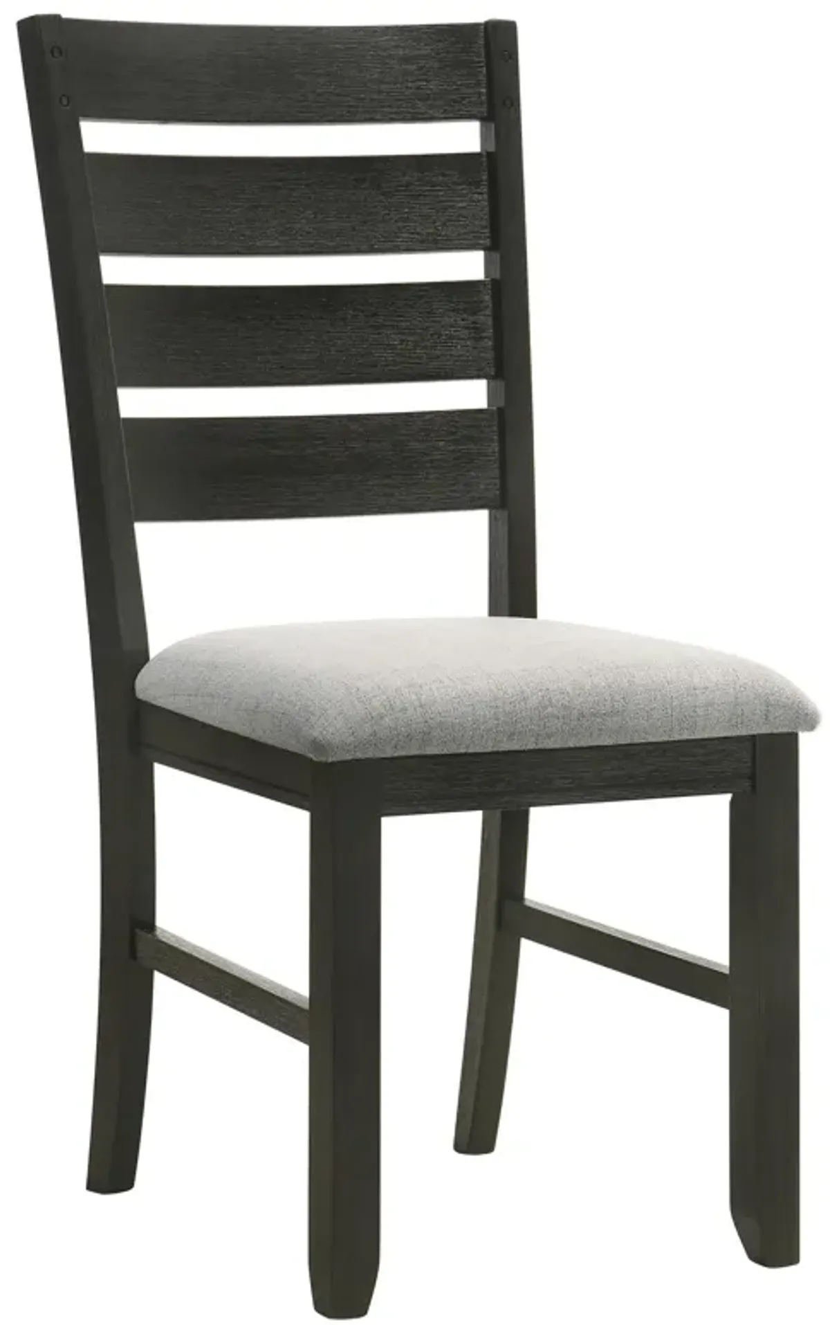 Woodlands 22 Inch Side Chair Set of 2, Soft Gray Fabric Seat, Brown Wood - Benzara