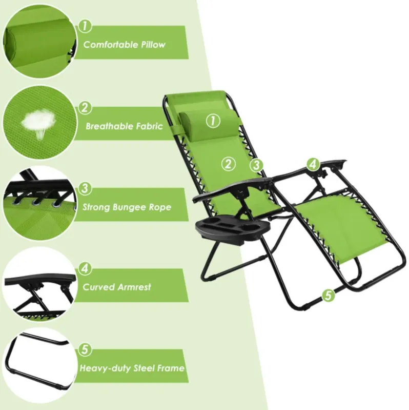 Hivvago Outdoor Folding Zero Gravity Reclining Lounge Chair