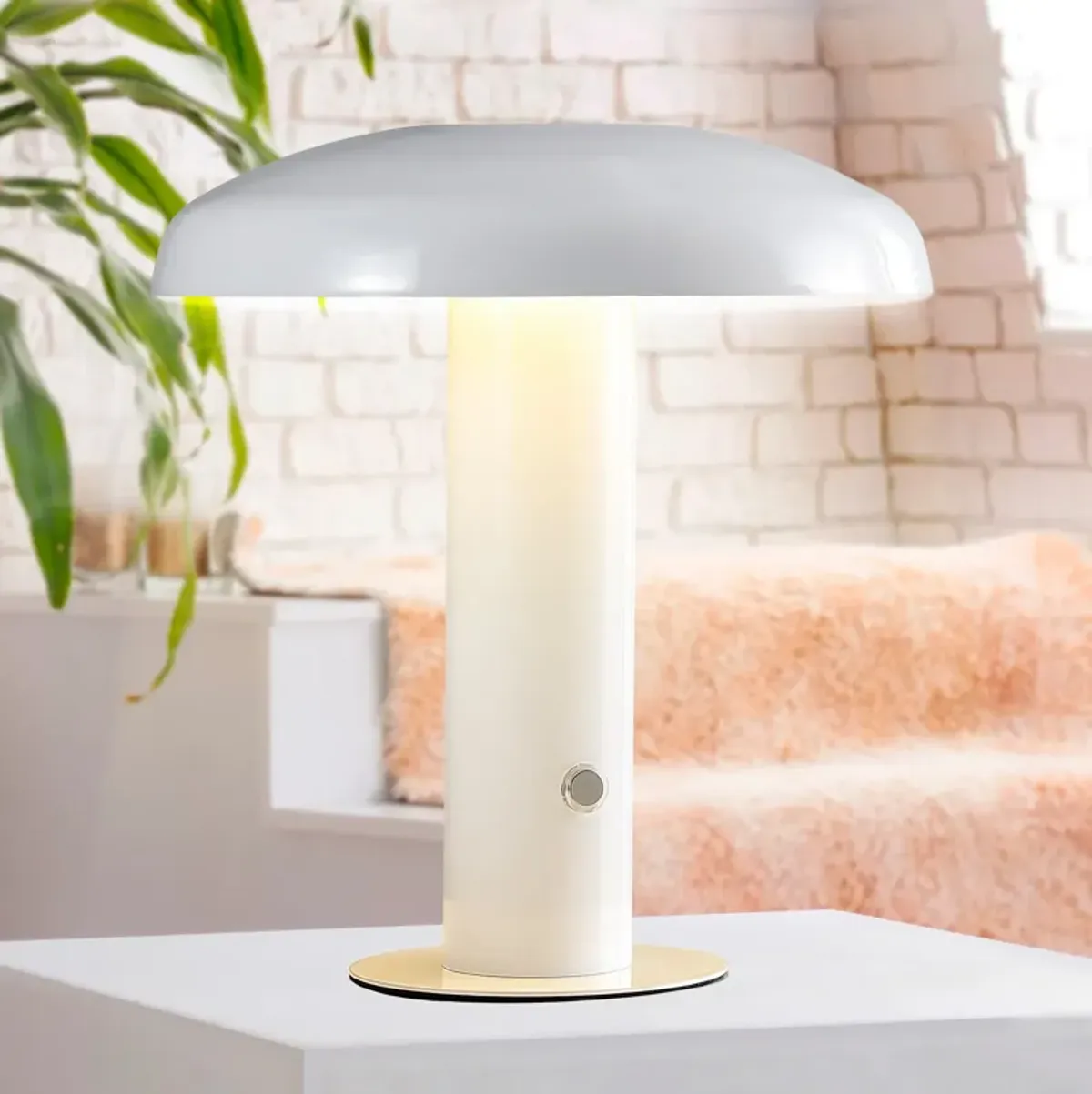 Suillius Contemporary Bohemian Rechargeablecordless Iron Integrated LED Mushroom Table Lamp