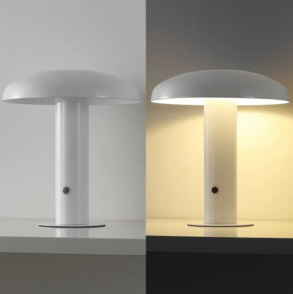 Suillius Contemporary Bohemian Rechargeablecordless Iron Integrated LED Mushroom Table Lamp