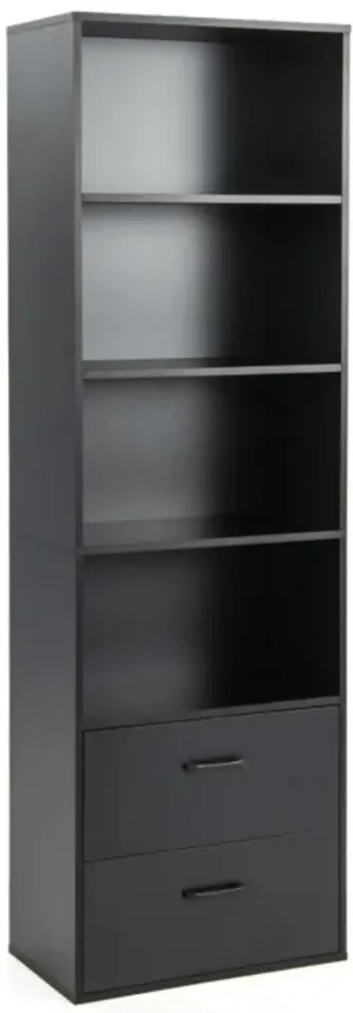 6-Tier Tall Freestanding Bookshelf with 4 Open Shelves and 2 Drawers