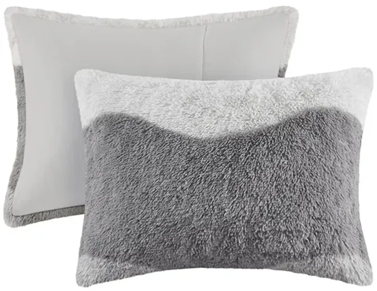 Gracie Mills Ombre Wave Shaggy Faux Fur Comforter Set