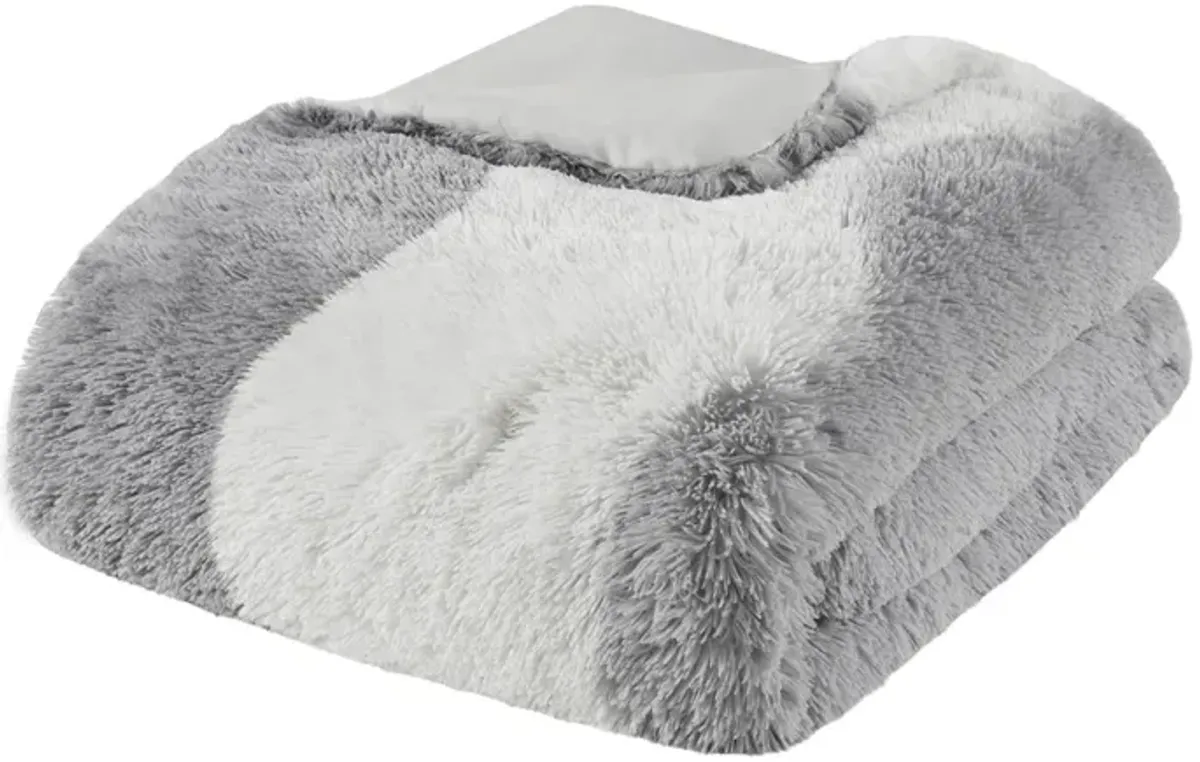 Gracie Mills Ombre Wave Shaggy Faux Fur Comforter Set