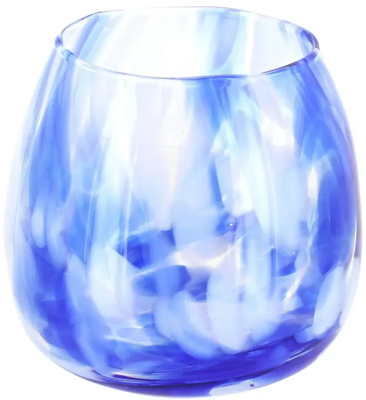 Blue Rose Polish Pottery Cobalt Confetti Hurricane Vase & Candle Holder