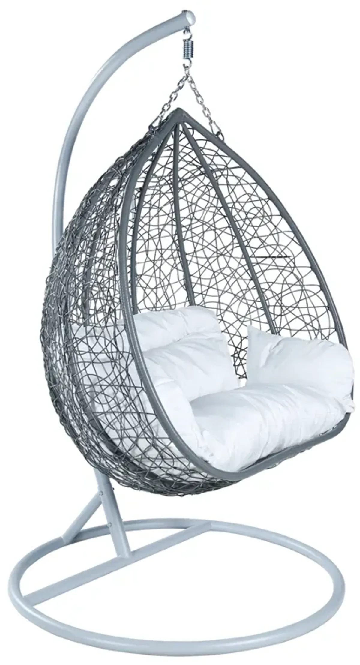 Leisuremod Recluse Collection Modern Outdoor Swing Chair Grey Frame with Light Grey Cushions