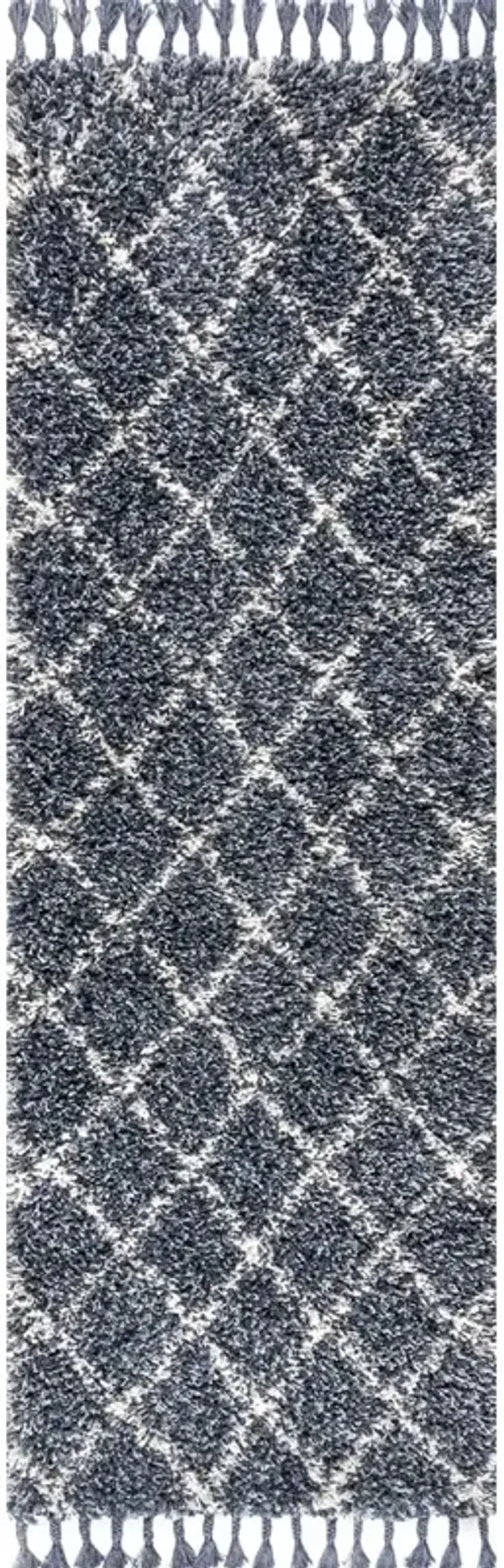 Gabrielle Mercer Shag Plush Tassel Moroccan Geometric Trellis Area Rug