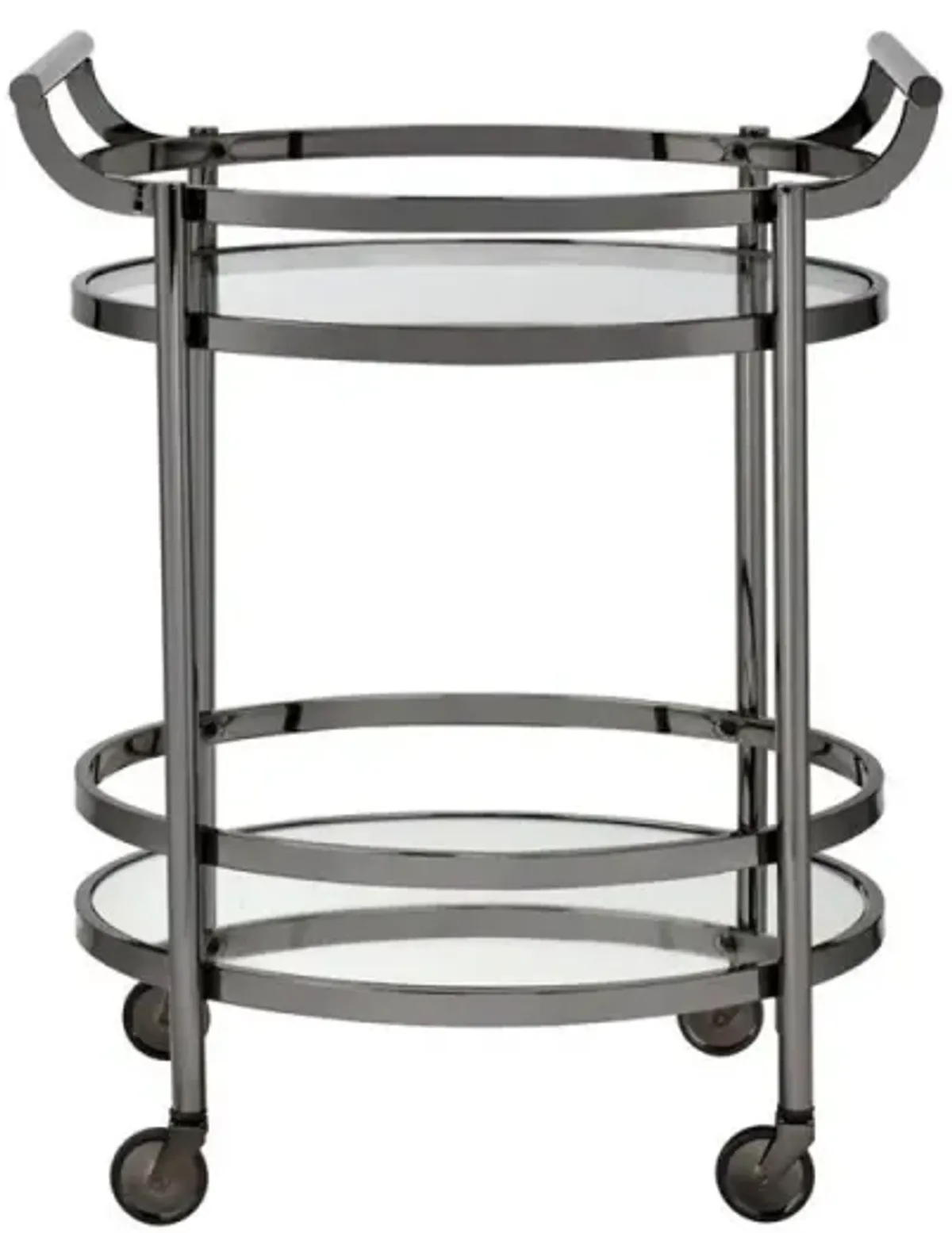 Lakelyn Serving Cart, Black Nickel & Clear Glass