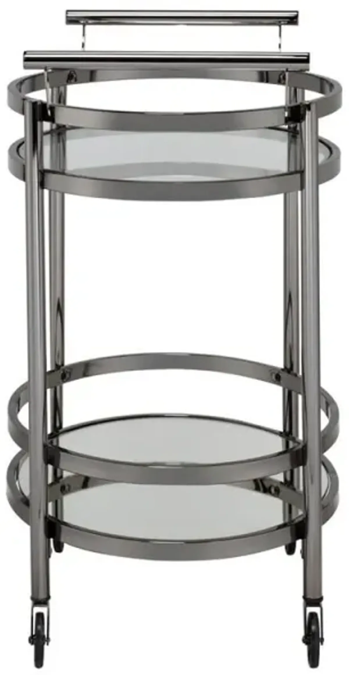 Lakelyn Serving Cart, Black Nickel & Clear Glass